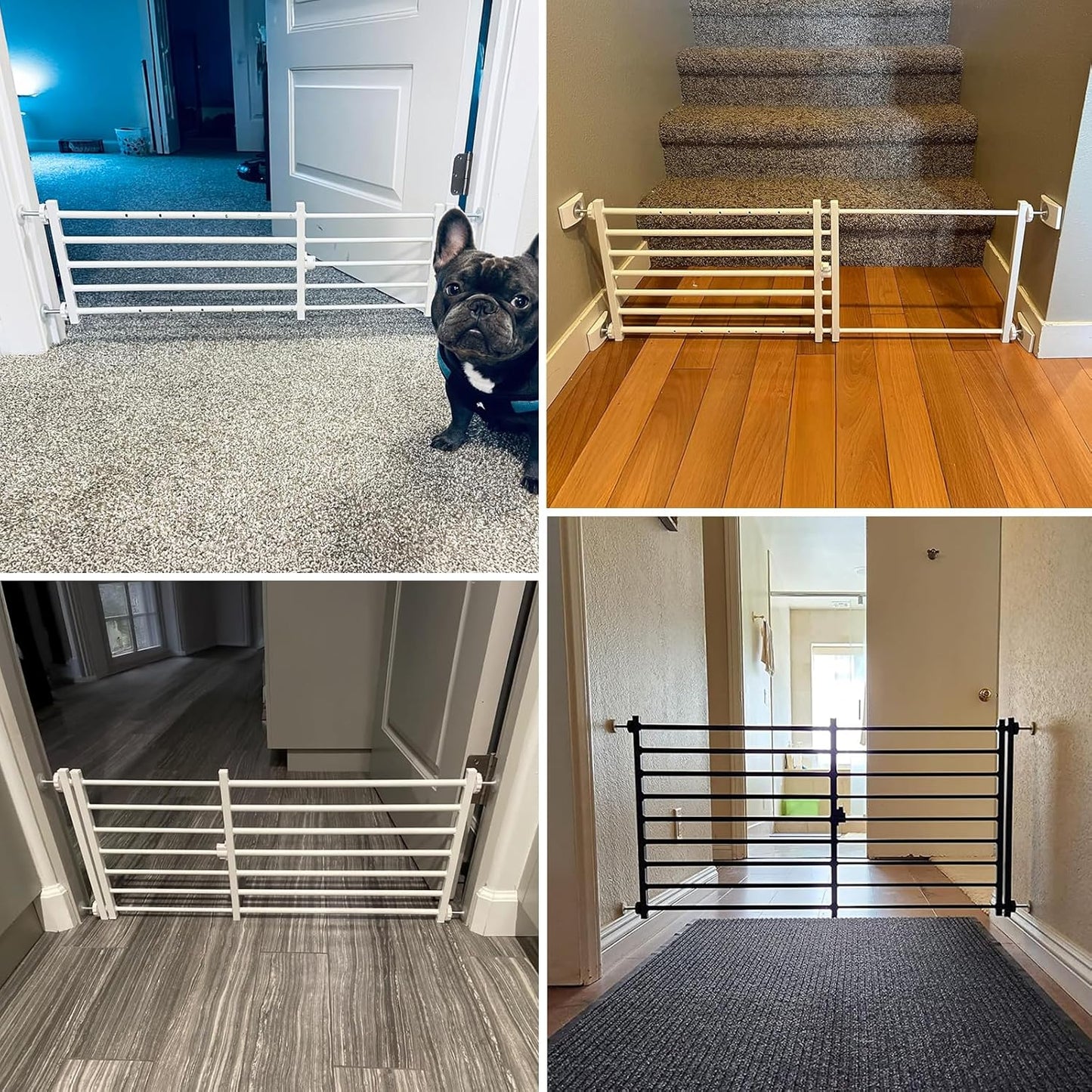 Malier Indoor Dog Gate with Door, 26-41" Extra Wide Full Metal Pet Gate Short Dog Gate for Stairs, Pressure Mount 10'' Tall Small Puppy Low Gate Easy Step Over for Doorways