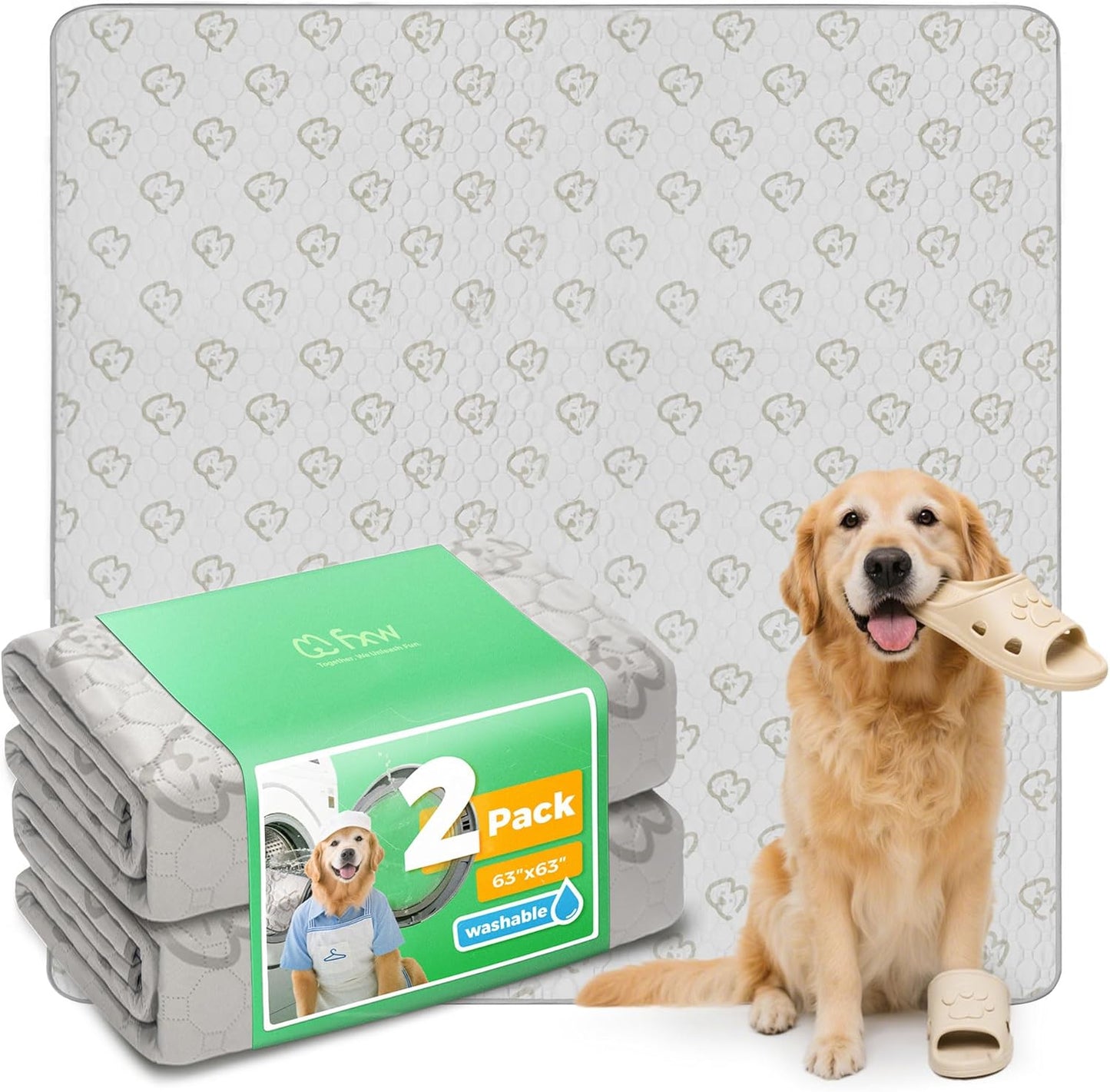 FXW Washable Pee Pads for Dogs, Puppy Pads with Super Absorbent, Specifically Designed for FXW Rollick/Homeplus 24inch 6 Panels Dog Playpen, 39" x 63" Rectangle, Khaki, 1 Pack