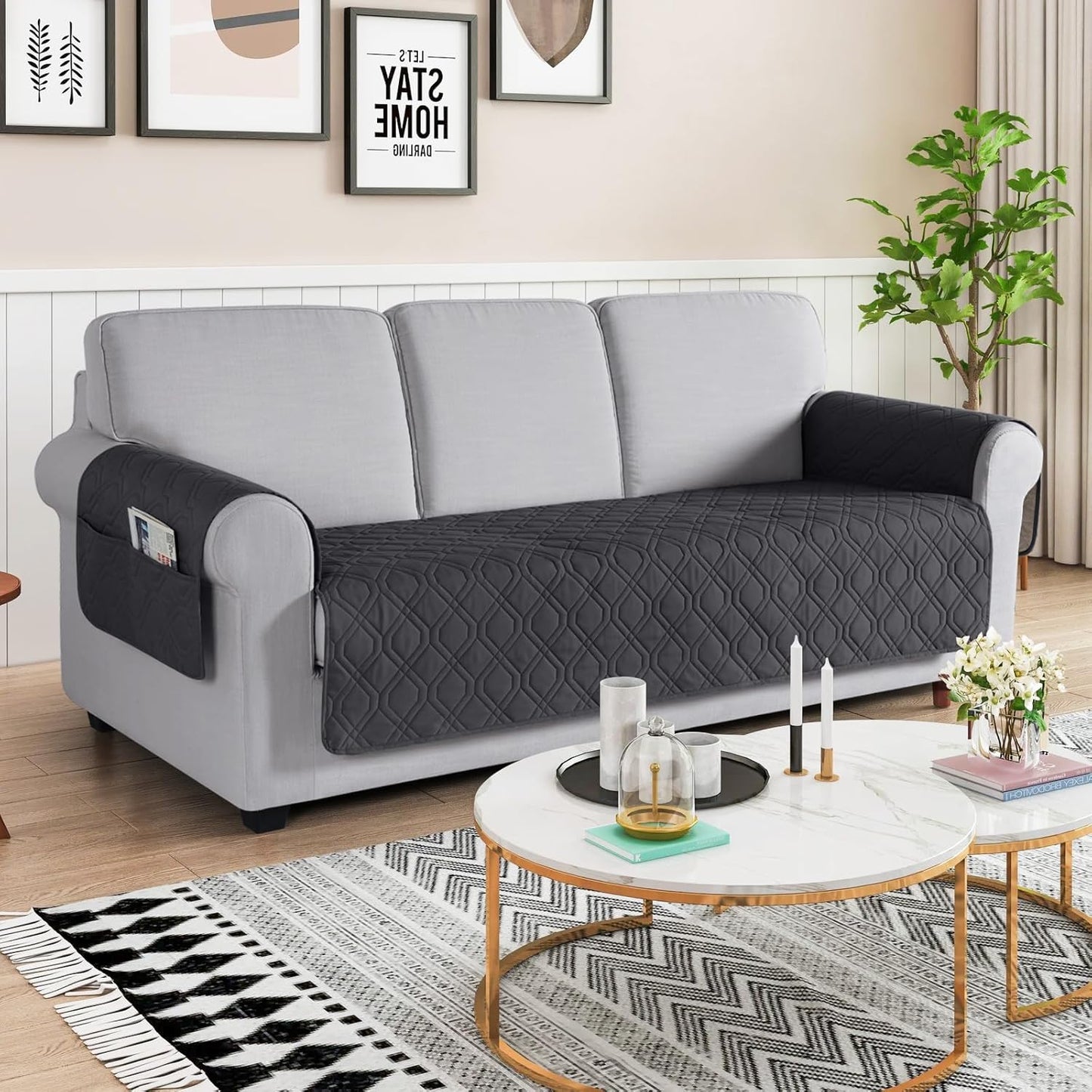 VANSOFY Couch Cover, Waterproof Sofa Covers Washable Slipcover Furniture Protector Couch Seat Covers Non-Slip Couch Cover for Dogs, Pets(Sofa, Dark Gray)