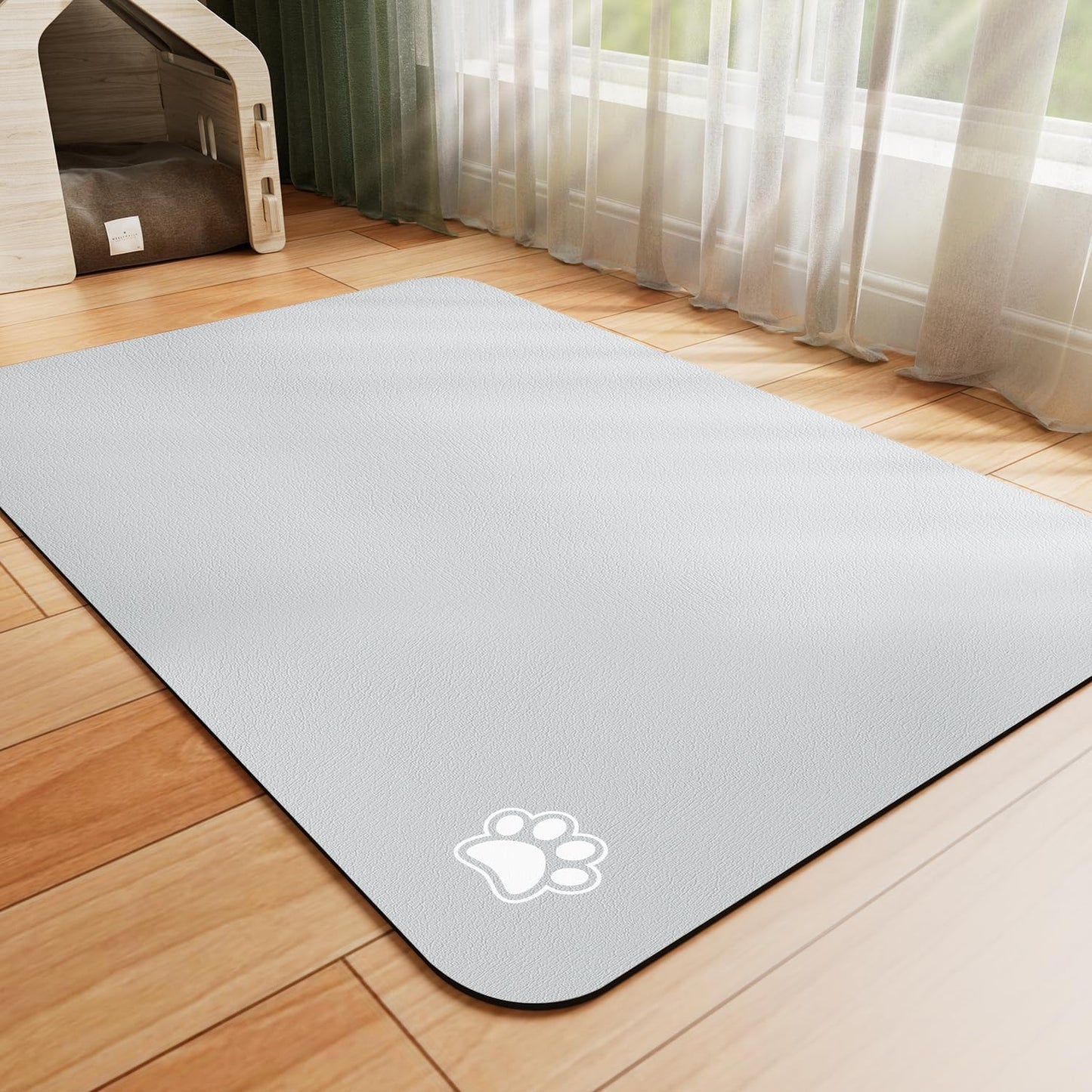 HotLive Dog Food Mat - Absorbent Cat Mat for Food and Water, No Stains Pet Feeding Bowl Mat, Easy to Clean Pet Placemats, Quick Dry Dog Water Dispenser Mat for Messy Drinkers | Paw Dark Grey 12"x 19"