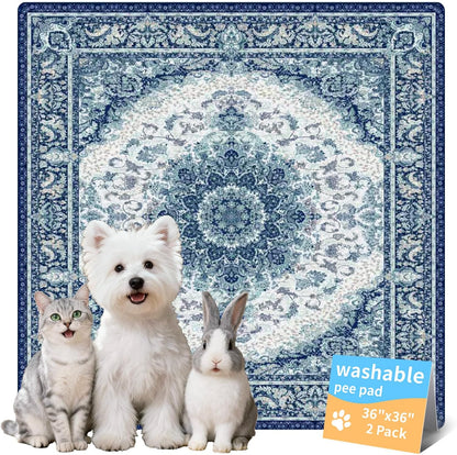 Washable Pee Pads for Dogs, Reusable Puppy Potty Training Pads, Ultra-Absorbent Thick Waterproof Leak-Proof Non-Slip Pads & Mat for Crate, Playpen, Floor, Whelping & Housebreaking , 2 Pack 18"x24"