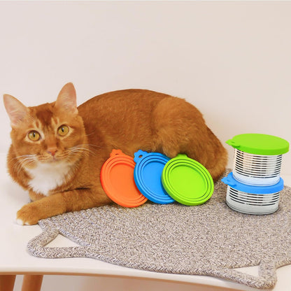 Lydia’s Deal Pet Food Can Covers 2-Pack, Thick Silicone Universal Can Lids for Dog & Cat Food, Fits 3oz/5.5oz/12oz, Airtight Seal, Durable & Dishwasher Safe, Easy Grip with Spoon (Blue & Orange)