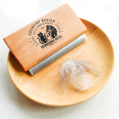 Deshedding Dog Brush with Wood Handle, Grooming Brush for Pets,Cat, Short Hair Dog Undercoat Brush, Deshedder Shedding Tool