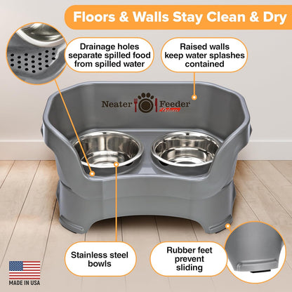 Neater Pet Brands Neater Feeder Deluxe Mess Proof Dog Bowls Elevated for Large Dogs Over 40 lbs, Made in USA, No Spill Raised Dog Food Bowl Stand Feeding Station, Food and Water Bowl Set, Black