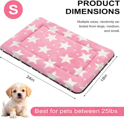 Dog Bed Mat, Reversible Crate Pad & Cute Dog Bed - Machine Washable Kennel Mat with Ultra Soft for Small Dogs (Cool/Warm), 24" x 18", Grey&Star