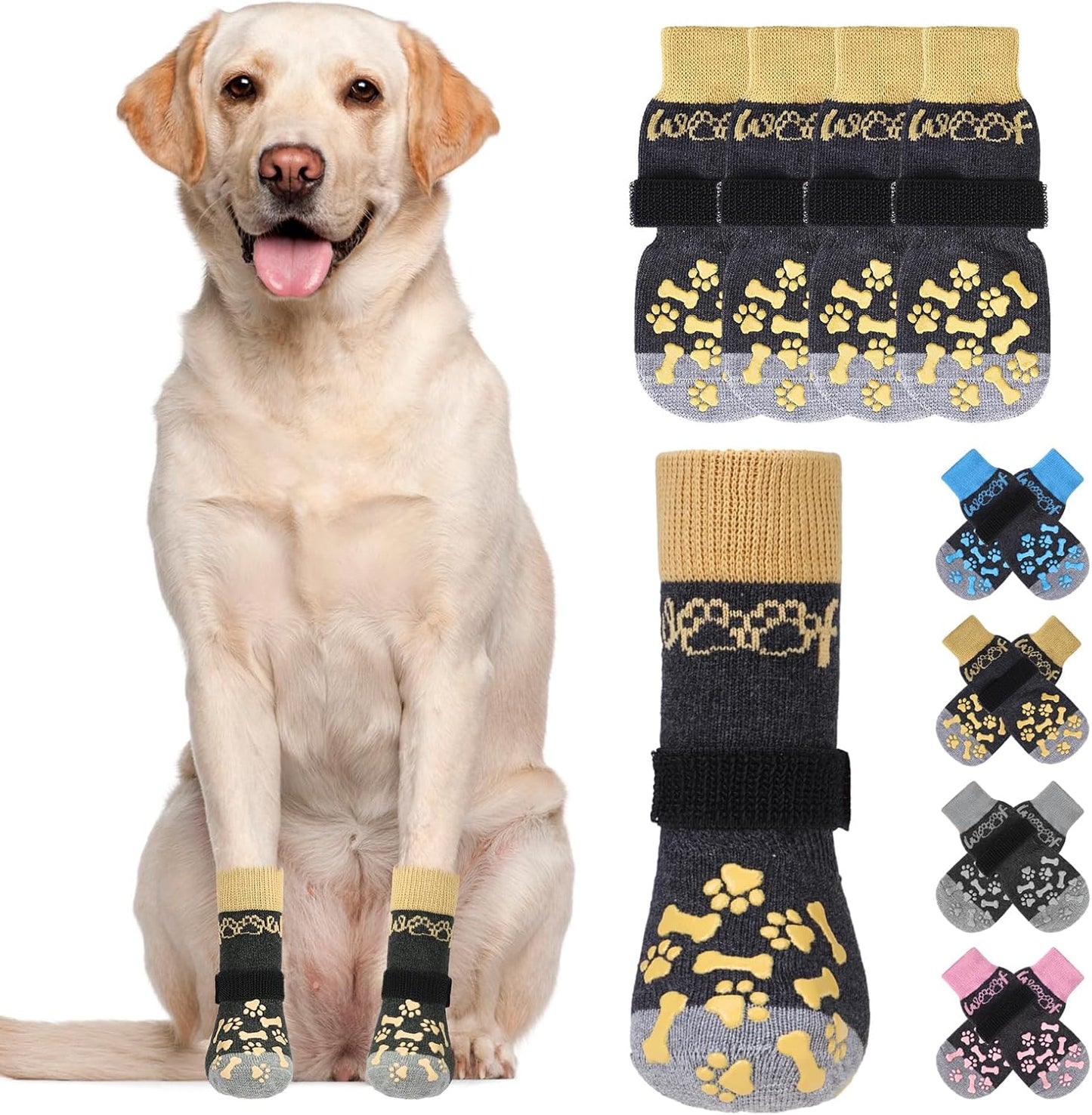 KOOLTAIL Dog Socks Shoes for Hot Pavement to Prevent Licking Paws, Winter Dog Boots&Paw Protector for Hardwood Floors Anti Slip,Traction Control Grip Booties for Small Medium Large Senior Dogs,Black M