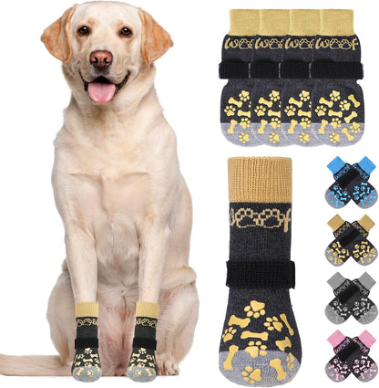 KOOLTAIL Dog Socks Shoes for Hot Pavement to Prevent Licking Paws, Winter Dog Boots&Paw Protector for Hardwood Floors Anti Slip,Traction Control Grip Booties for Small Medium Large Senior Dogs,Black M