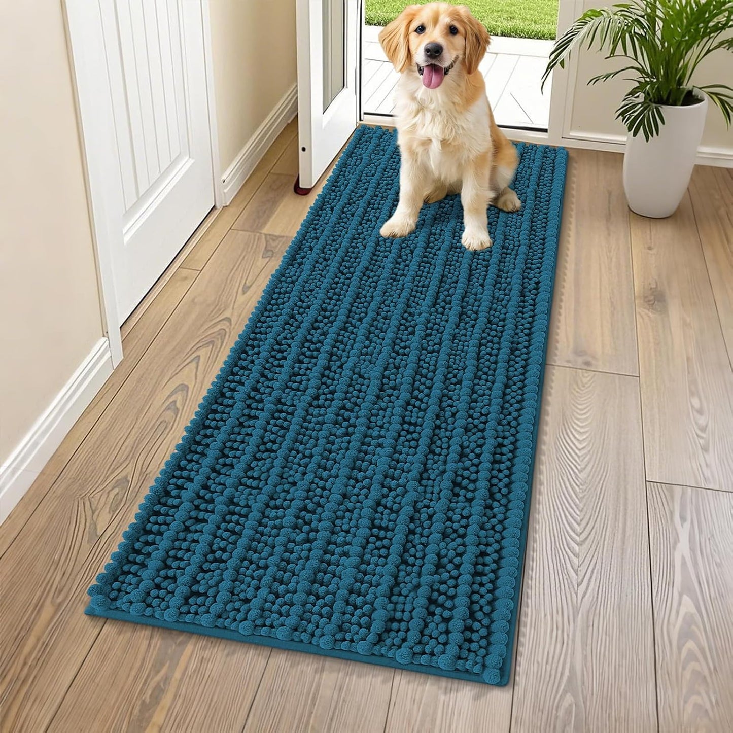 Smiry Dog Door Mat for Muddy Paws 30x20, Extra Soft Absorbent Chenille Doormat, Trap Moisture and Dirt, Non-Slip Machine Washable Front Door Mat for Indoor Entrance Inside Floor, Grey