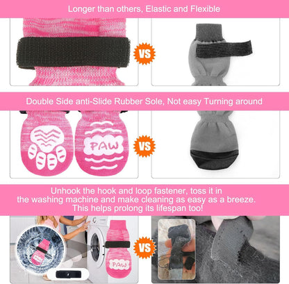 BEAUTYZOO Anti-Slip Dog Socks,Dog Shoes for Hot/Cold Pavement,Paw Protectors with Grips 3 Pairs for Puppy Small Medium Large Senior Old Dogs,Dog Socks to Prevent Licking and Hardwood Floor Protection