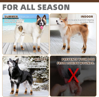 KOOLTAIL Dog Socks Shoes for Hot Pavement to Prevent Licking Paws, Winter Dog Boots&Paw Protector for Hardwood Floors Anti Slip,Traction Control Grip Booties for Small Medium Large Senior Dogs,Black M