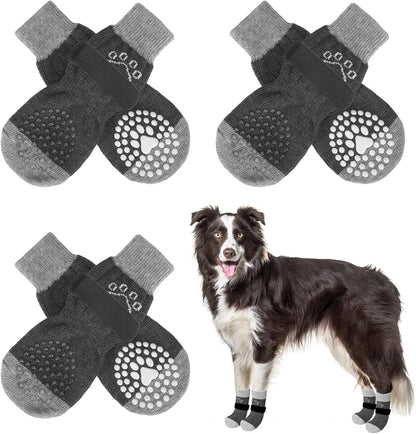 SCENEREAL 6Pcs Anti Slip Dog Socks to Prevent Licking Paws for Hot/Cold Pavement, Dog Grippy Socks for Hardwood Floors, Dog Shoes for Boots & Paw Protectors for Puppy Small Medium Large Senior Dogs