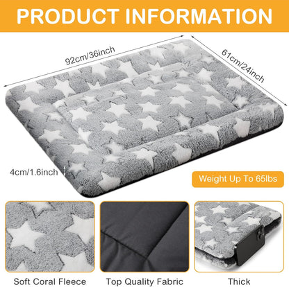 VitalCozy 4 Pcs Dog Crate Pads, Ultra Soft Warm Washable Anti-Slip Kennel Bed Mat for Pets, Reversible, Replaceable, Cage Liner for Small Medium Large Dogs and Cats (18 x 24 x 1.6 Inch,Star,Gray)