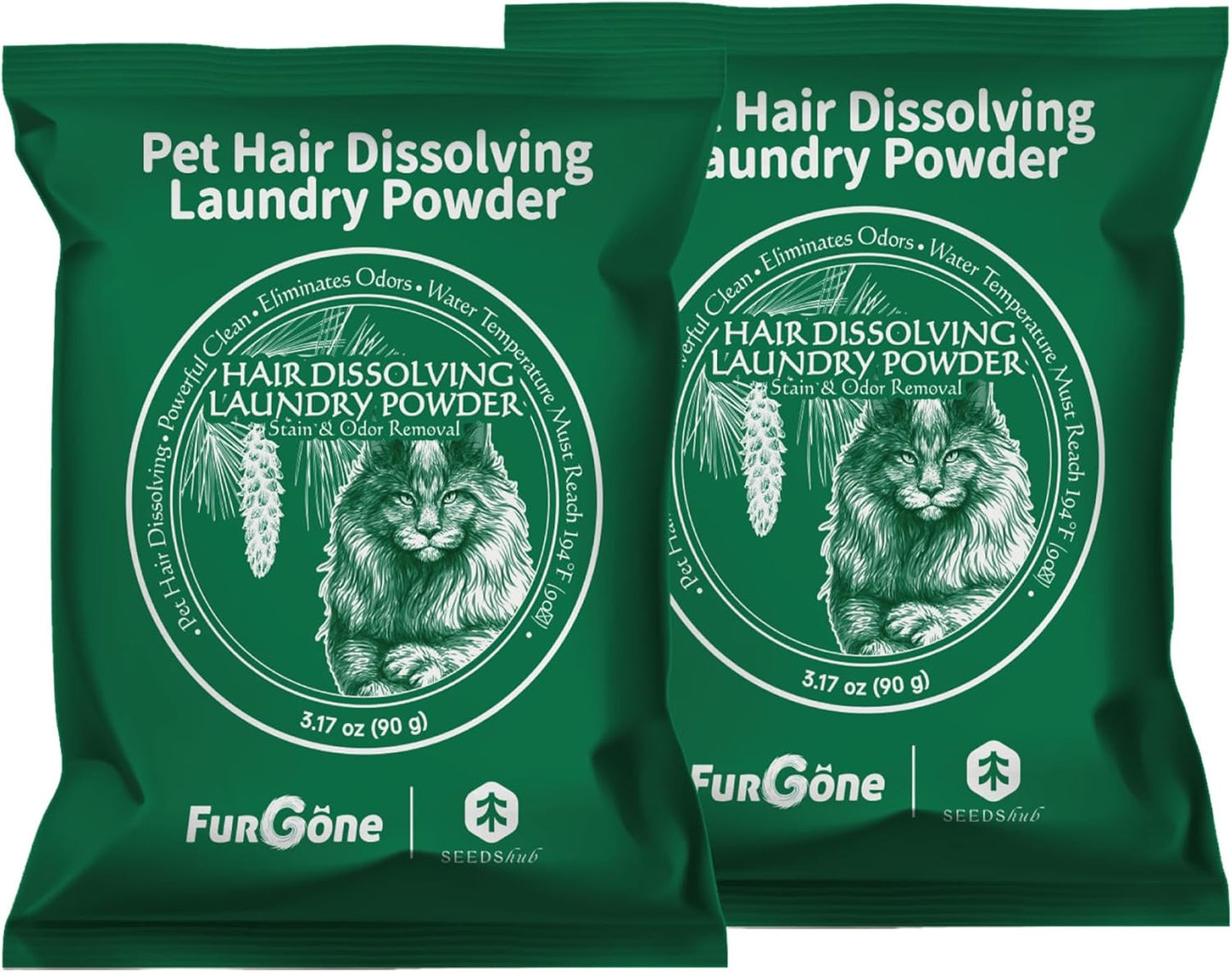 FurGone by Seedshub Pet Hair Odor & Stain Remover for Laundry, Upgraded Higher Hair Dissolution, 6-Month Supply, Based Powder Detergent for Clothes,Effective Dog & Cat Hair Remover,Septic Safe