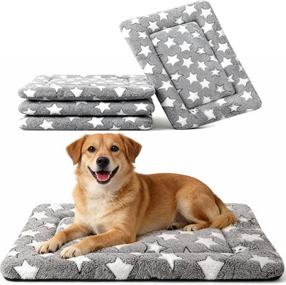 Dog Bed Mat, Reversible Crate Pad & Cute Dog Bed - Machine Washable Kennel Mat with Ultra Soft for Small Dogs (Cool/Warm), 24" x 18", Grey&Star