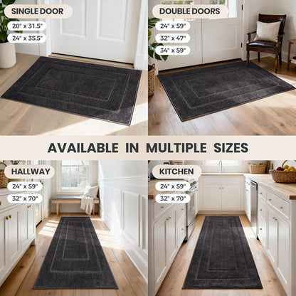 PURRUGS Dirt Trapping Door Mat 32" x 47", Non-Slip/Skid Machine Washable Entryway Rug, Dog Doormat, Super Absorbent Welcome Mat for Muddy Wet Shoes and Paws, Grayish Brown
