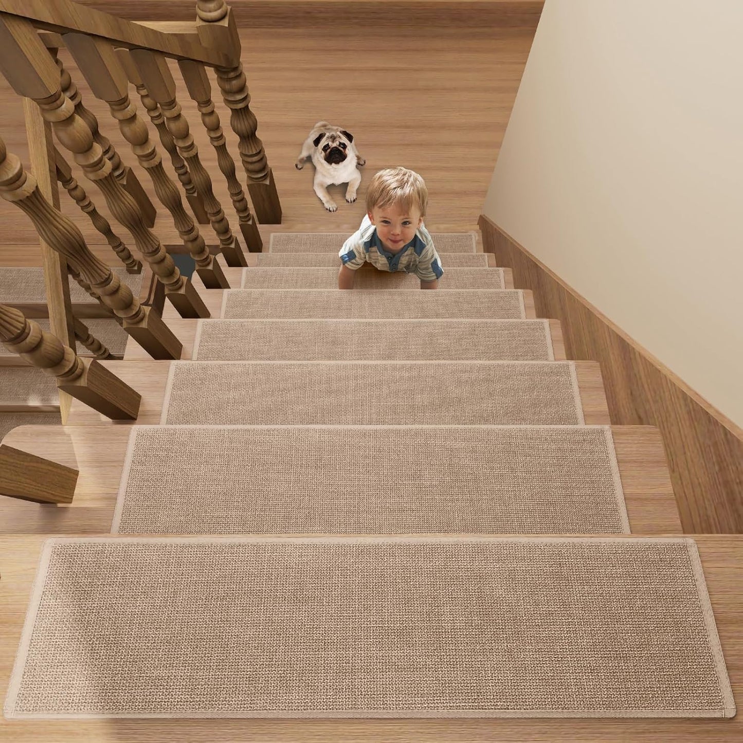 Stair Treads Carpet 4 pcs for Wooden Steps with Non Slip Rubber Backing, 100% Polyester Soft Stairs Resistant Indoor Skid Runner Safety Rugs for Kids Elders and Pets 30" * 8" (Dark Gray)