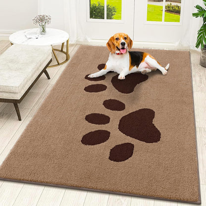 Smiry Dog Door Mat for Muddy Paws, Absorbs Moisture and Dirt, Low-Profile Entryway Mat with Non-Slip Backing, Entry Indoor Outdoor Doormat for Inside Floor (30x20 Inches, Grey, Striped)