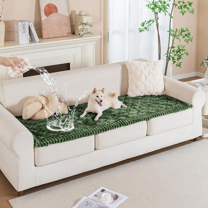 PuTian 100% Waterproof Fuzzy Couch Cover for Dogs Washable Non-Slip Furniture Cover Pet Friendly Dog Mat for Couches and Sofas White 27.6''x59'' 70cmx150cm