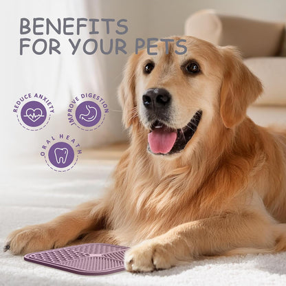 ChefAide 2 Pack Lick Mat for Dogs,Cats,Upgraded 8.5×8.5 inches Licking Mats with Suction Cups,Slow Feeder Licking Pad for Anxiety Relief and Boredom Reducer,Suitable for Dog Training Set 3