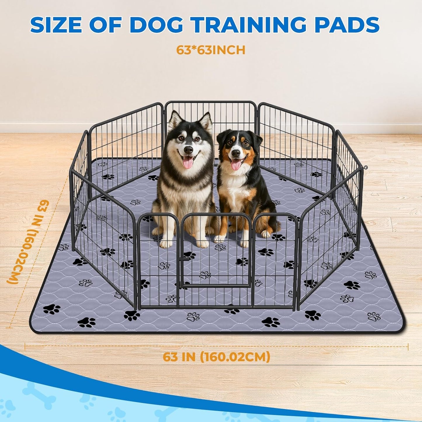 Fostanfly Washable Pee Pads for Dogs, 2 Pack Large 36"x41" Ultra-Absorbent and Leak-Proof Non-Slip Reusable Potty Training Pads for Dogs, Cats, Puppy, Potty Training of Add 8 Lanyards
