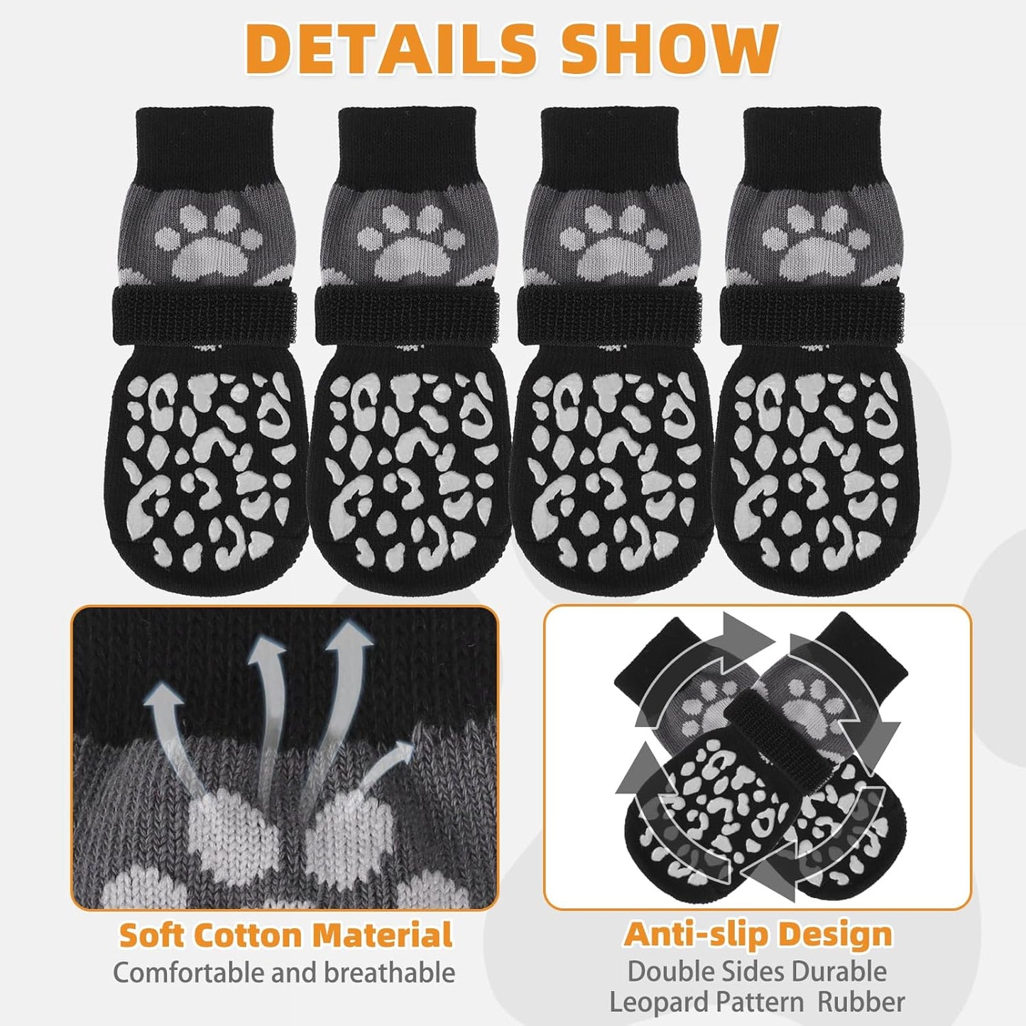 KOOLTAIL Dog Socks Shoes for Hot Pavement to Prevent Licking Paws, Winter Dog Boots&Paw Protector for Hardwood Floors Anti Slip,Traction Control Grip Booties for Small Medium Large Senior Dogs,Black M