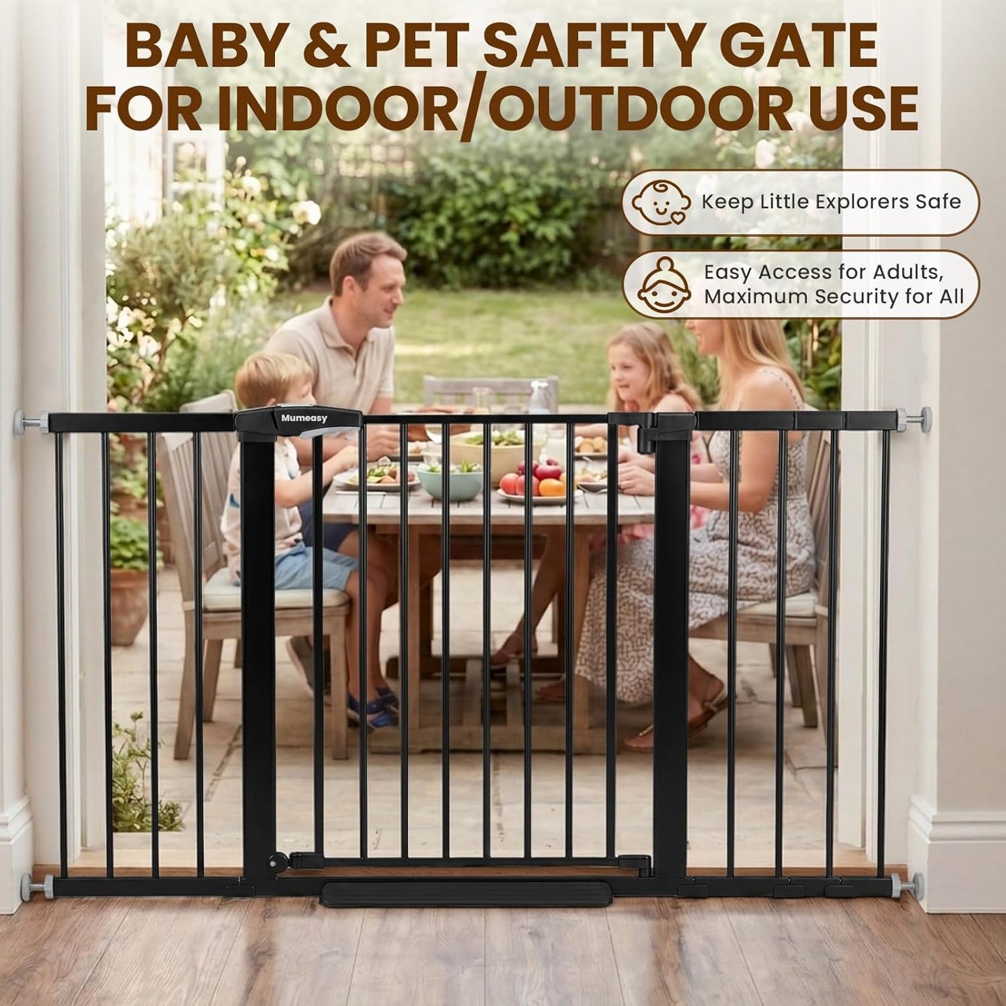 Mumeasy 36" High Extra Tall Dog Gate, 29.6"-40.5" Wide Pressure Mounted Tall Baby Gate for Dog, Auto Close Pet Gate with Door for Stairs,Doorways,House,Black