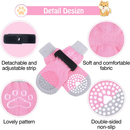 SCENEREAL 6Pcs Anti Slip Dog Socks to Prevent Licking Paws for Hot/Cold Pavement, Dog Grippy Socks for Hardwood Floors, Dog Shoes for Boots & Paw Protectors for Puppy Small Medium Large Senior Dogs