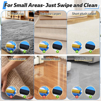 Carpet Rake for Pet Hair Removal Tool,2 in 1 Carpet Scraper Fur Sweep Dog Cat Hair Remover with 60" Long Handle for Carpets, Rugs, Couch,Sofa, Furniture,Blue