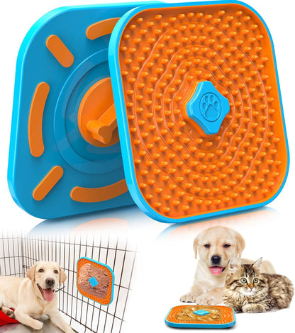 Licking Mat for Dogs, Crate Lick Mats Slow Feeder,Dog Cage Training Tools Pet Licking Mat Slow Feeder for Peanut Butter Kennel Therapy Dog Lick Pads for Boredom Anxiety (2pcs)