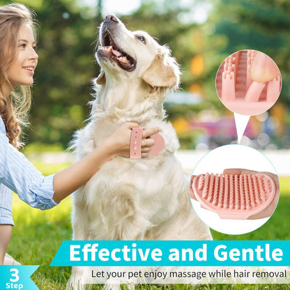 Comotech 3-in-1 Dog Grooming Brush | Adjustable Handle Shampoo Brush & Scrubber for Short & Long Haired Dogs & Cats (Blue Blue White)