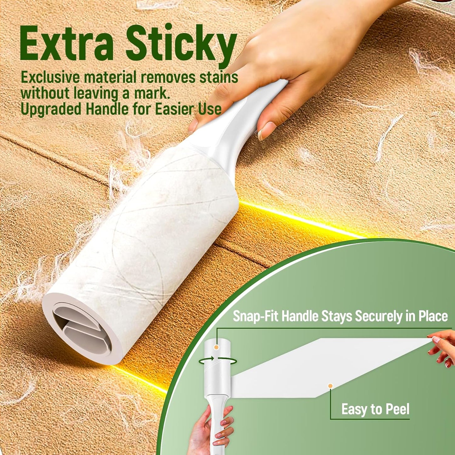 Lint Roller, 800-Sheet Extra Sticky Rollers for Pet Hair, 4 Handles, Value Pack for Dogs, Cats, Clothes, Carpet, Furniture