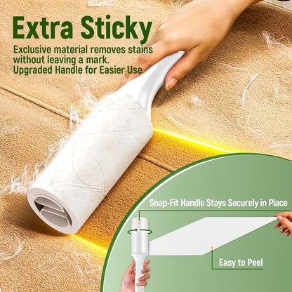Lint Roller, 800-Sheet Extra Sticky Rollers for Pet Hair, 4 Handles, Value Pack for Dogs, Cats, Clothes, Carpet, Furniture