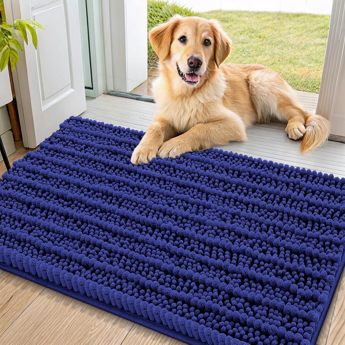Smiry Dog Door Mat for Muddy Paws 30x20, Extra Soft Absorbent Chenille Doormat, Trap Moisture and Dirt, Non-Slip Machine Washable Front Door Mat for Indoor Entrance Inside Floor, Grey