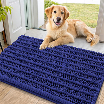 Smiry Dog Door Mat for Muddy Paws 30x20, Extra Soft Absorbent Chenille Doormat, Trap Moisture and Dirt, Non-Slip Machine Washable Front Door Mat for Indoor Entrance Inside Floor, Grey