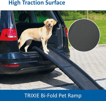 Trixie Folding Dog Ramp with Non-Slip Surfaces - Pet Ramp for Large Cars and SUVs - Foldable, Easy to Store and Clean - in Black