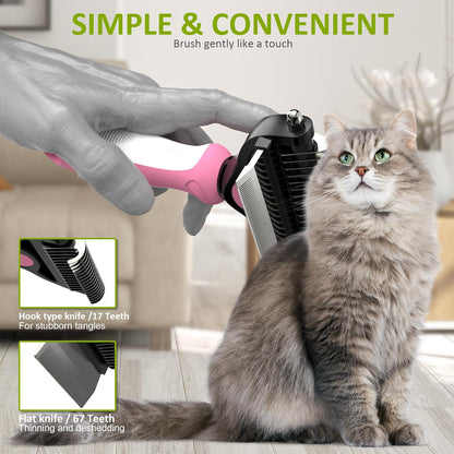 Spring Blossoms-2 in 1 Professional Grooming Rake for Cats & Dogs-Dematting Comb for Easy Mats & Tangles Removing,Pet Brush Safe No More Nasty Shedding and Flying Hair (Orange)