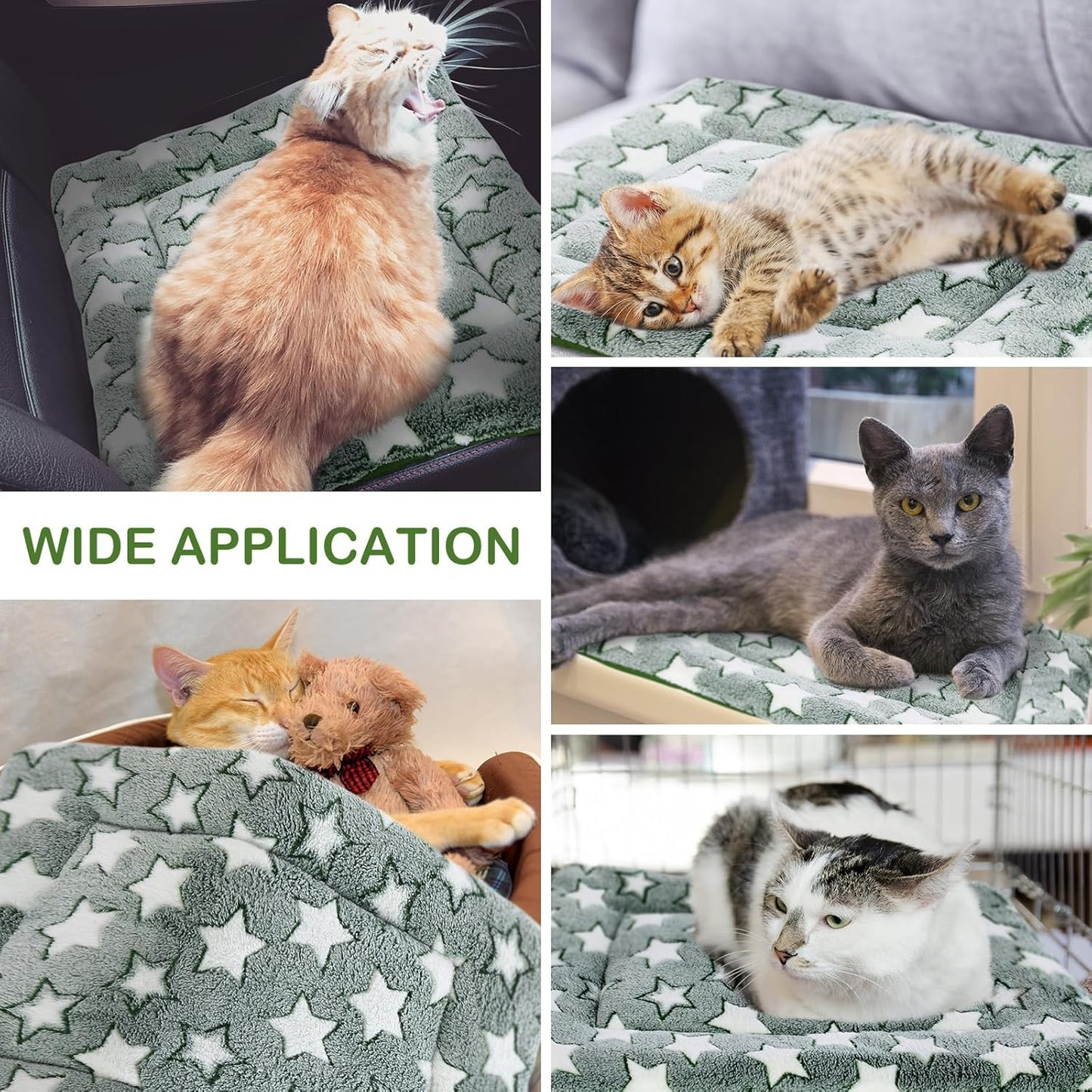 VitalCozy 4 Pcs Dog Crate Pads, Ultra Soft Warm Washable Anti-Slip Kennel Bed Mat for Pets, Reversible, Replaceable, Cage Liner for Small Medium Large Dogs and Cats (18 x 24 x 1.6 Inch,Star,Gray)