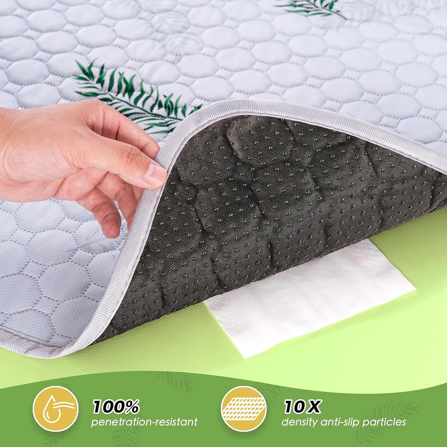 WanpeeGoo Washable Pee Pads for Dogs, 2Pack Reusable Puppy Pads, Super Absorbent & Leakproof Dog Pads, Anti-Slip Dog Pee Pads for Puppy Training & Incontinence, Feather Pattern 36"x41"