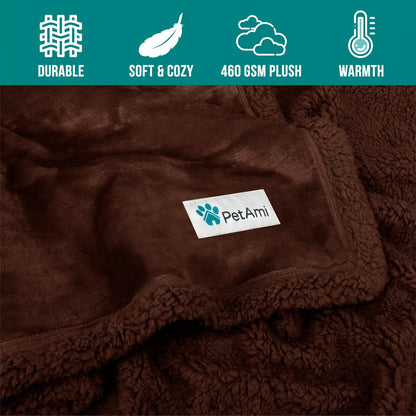 PetAmi Dog Blanket for Medium Large Dogs, Pet Bed Blanket Cat Puppy Kitten, Fleece Furniture Couch Cover Protector Sofa Car, Soft Sherpa Dog Throw Plush Reversible Washable, 40x60 Plaid Dark Gray