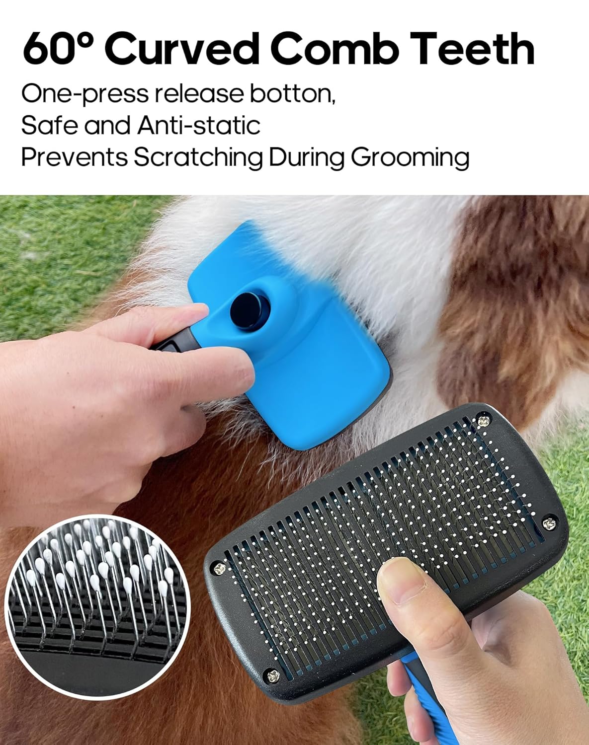 Self Cleaning Shedding Brush - Skin Friendly Grooming Tool for Dogs, Cats, and Puppies, Deshedding and Hair Removal for Long and Short Haired Pets (Green)