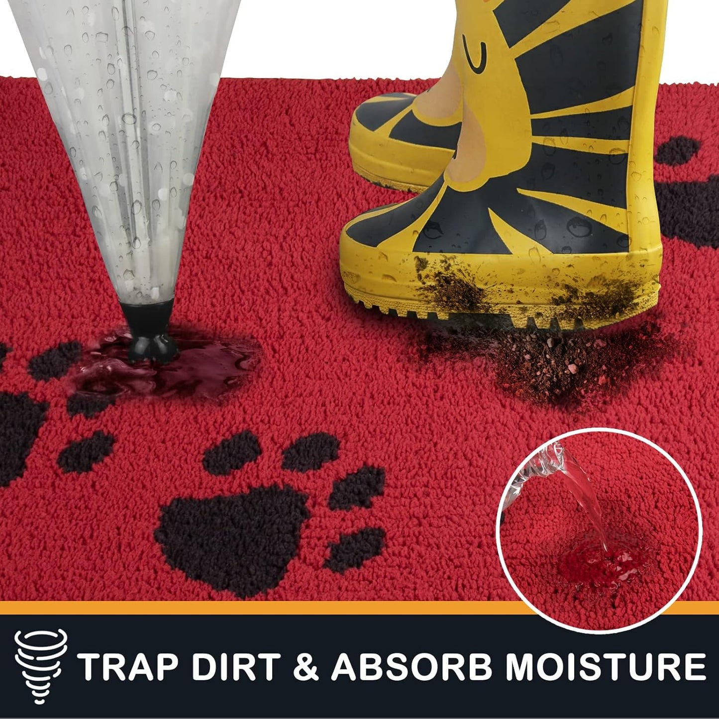 PURRUGS Dirt Trapping Door Mat 20" x 31.5", Non-Skid/Slip Machine Washable Microfiber Entrance Rug, Shoes Scraper, Dog Doormat, Super Absorbent Floor Mat for Muddy Wet Shoes and Paws, Grey