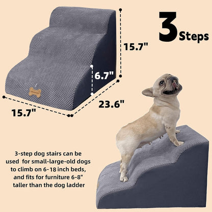 Necrely 4-Step Dog Stairs for High Beds 18-24 Inch Pet Steps 2 3 4 5 Tier Ladder Non-Slip Sturdy Ramp Small Medium Large Dog Steps to Couch Bed Old Dogs Balanced Pet Stairs for Getting on Bed