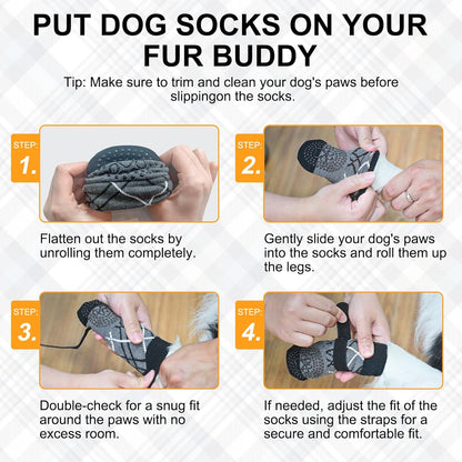 BEAUTYZOO 6PCS Dog Socks to Prevent Licking Paws, Anti Slip Dog Shoes for Hot Pavement Hardwood Floors, Traction Control Toe Grips Boots & Paw Protectors for Small Medium Large Senior Dogs, Grey S