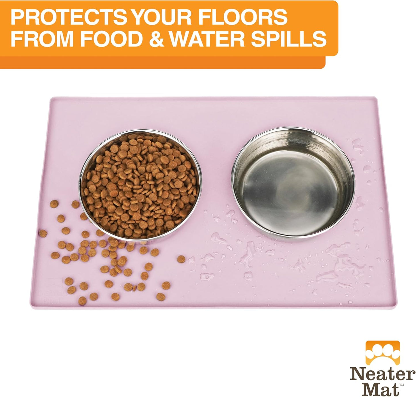 Neater Pet Brands Neater Mat Cat & Dog Food Mat, Waterproof & BPA-Free Silicone Placemat with Raised Edge for Under Food and Water Bowls, 19" x 12", Gunmetal Grey
