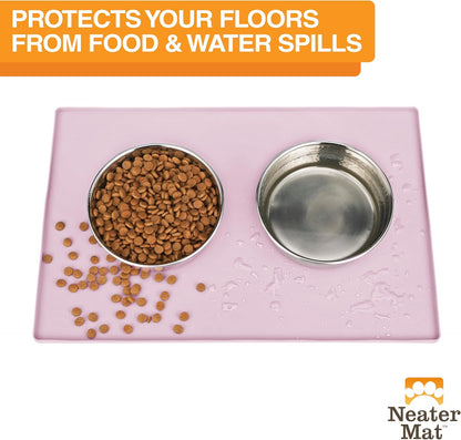 Neater Pet Brands Neater Mat Cat & Dog Food Mat, Waterproof & BPA-Free Silicone Placemat with Raised Edge for Under Food and Water Bowls, 19" x 12", Gunmetal Grey