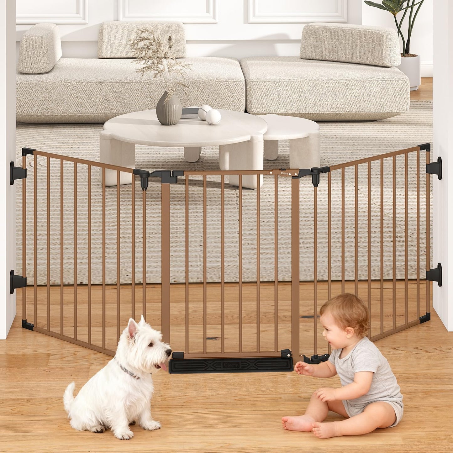29.4-78" Extra Wide Baby Gate, Long Dog Gates Indoor for Doorways Stairs, Essential Large Safety Gate for Child Toddler with Anti-Trip Pedal, Adjustable Pet Gate, 28" Tall 3 Metal Panels Black