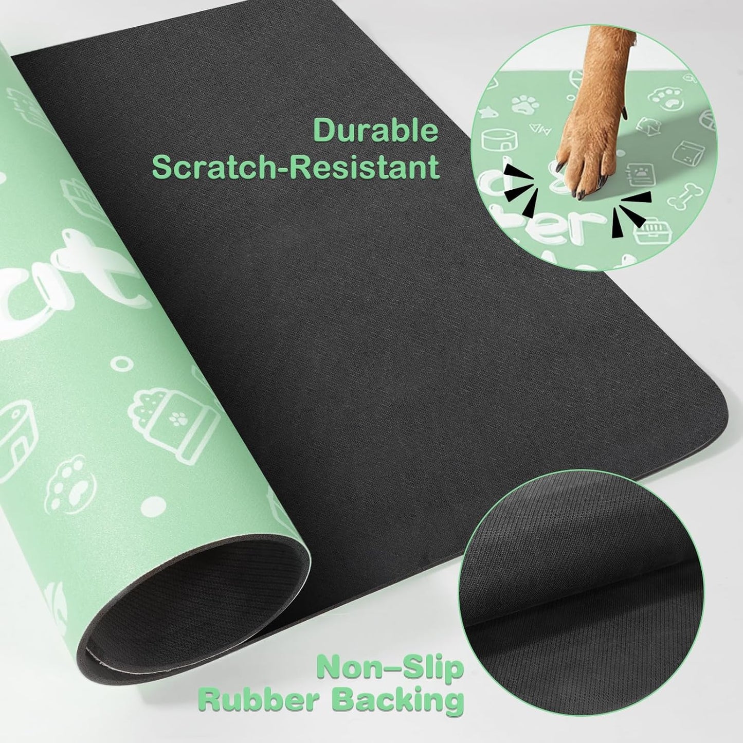 Pet Feeding Mat,Dog Cat Mat for Food and Water,Dog Bowl Waterproof Placemat with Rubber Backing,Absorbent Quick Dry Water Dispenser Mat for Pet（Dark Gray 12"×18"）