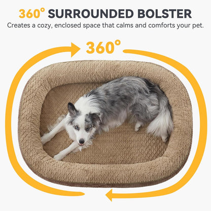 JOEJOY Orthopedic Dog Beds Large Sized Dog, XL Egg-Crate Memory Foam Pet Couch Bed with Bolster Sides, Waterproof Lining, Removable Washable Cover & Non-Slip Bottom, Grey