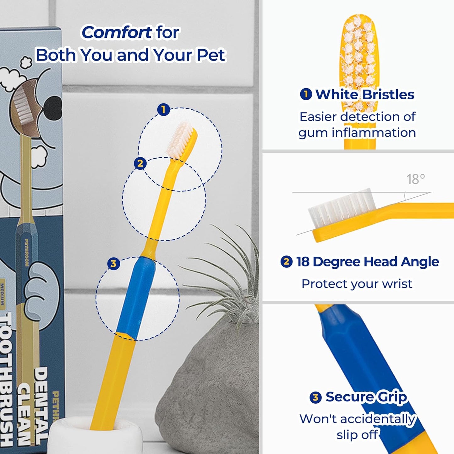 PETHROOM] Pet Toothbrush - Cats, Kitten, Small Dog Dental Care, Removing Teeth Tartar | Soft Bristle Cleaning Toothbrush Cat (Extra Small)