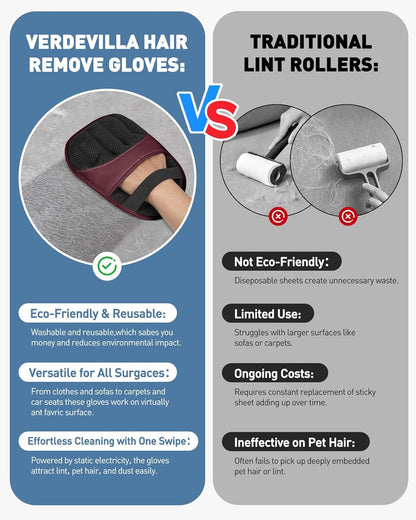 Pet Hair Removal Glove - 2 Pack Electrostatic Magic Brush Gloves Pet Hair for Dogs and Cats, The Magic Brush Pure Path Yomi Pet Grooming Needs, Fur Remover for Furniture, Clothes, Car Seats